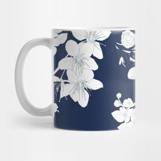 Flowers pattern with Birds in pastel color line art. Mug